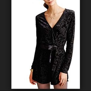 Saylor from Anthropologie Black Velvet Romper